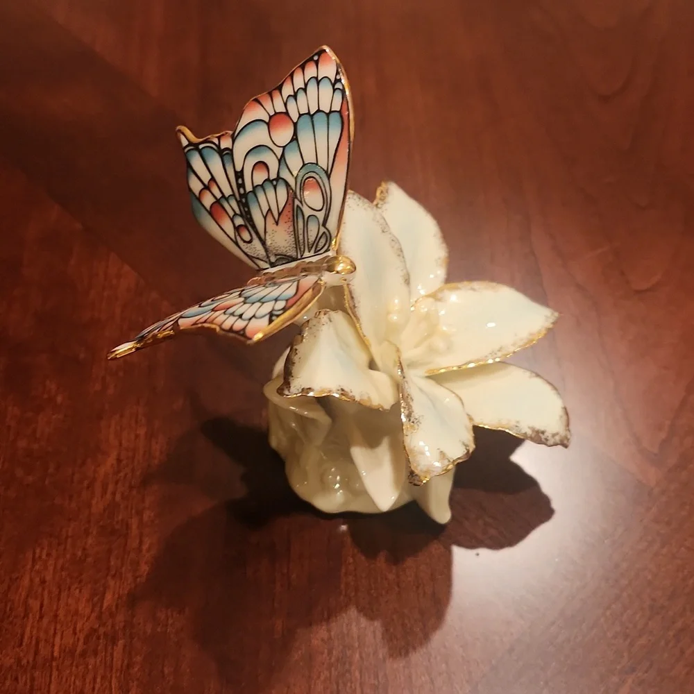 Lenox Butterfly and Flower Figurine with Gold Accents - Picture 4 of 6